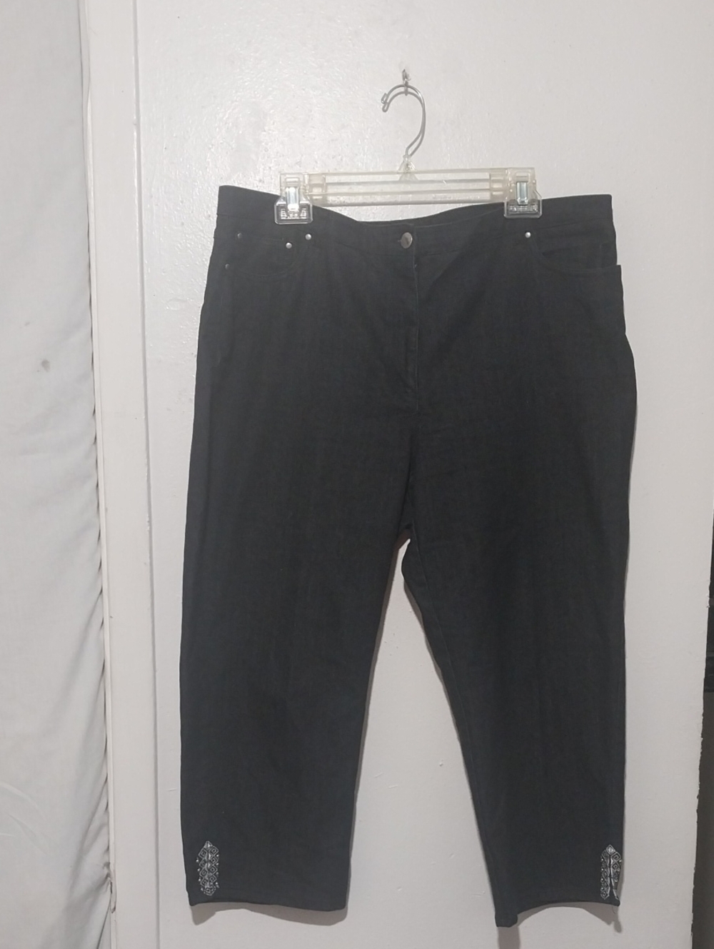 Ruby Rd. Black Relaxed Women's Jeans with Hem Embellishments
